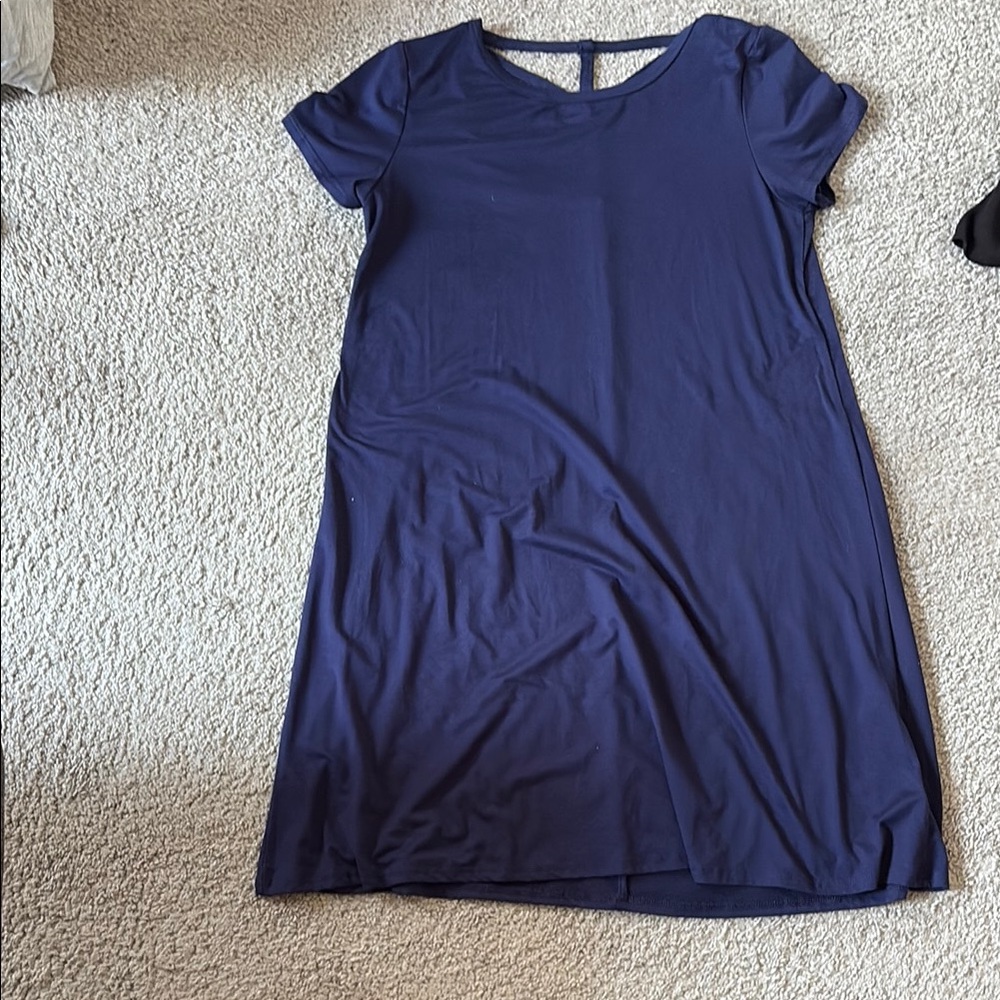 LPA Blue Sheath Mini Dress V-Neck Short Sleeve